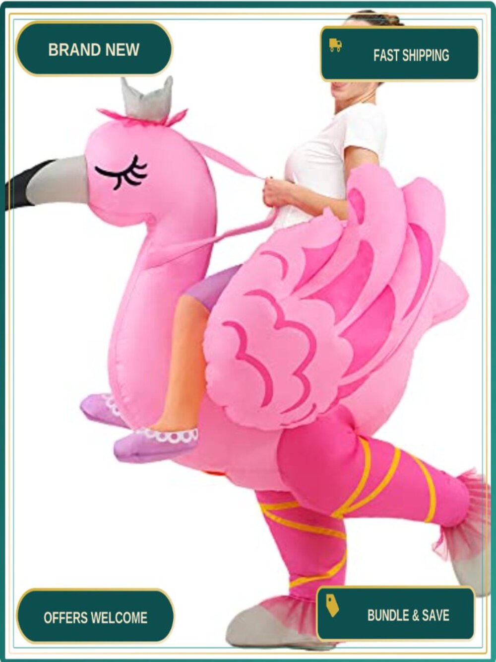 Inflatable Flamingo Costume Adult Blow Up Funny Halloween Suit